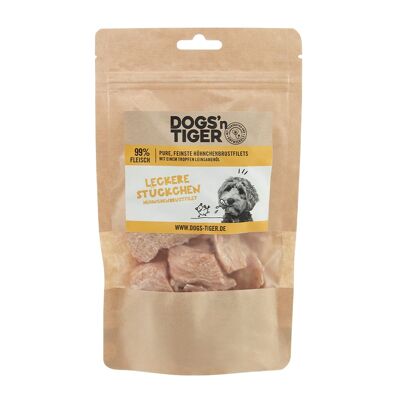 Delicious pieces | Dog snacks 99% freeze-dried fillet (chicken) & 1% flaxseed oil