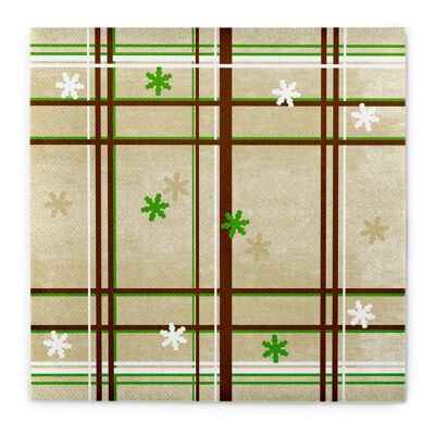 Tovagliolo natalizio Tim marrone-verde in Linclass® Airlaid 40 x 40 cm, 50 pezzi