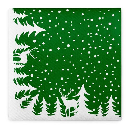 Weihnachtsserviette Marvin in Grün aus Linclass® Airlaid 40 x 40 cm, 50 Stück
