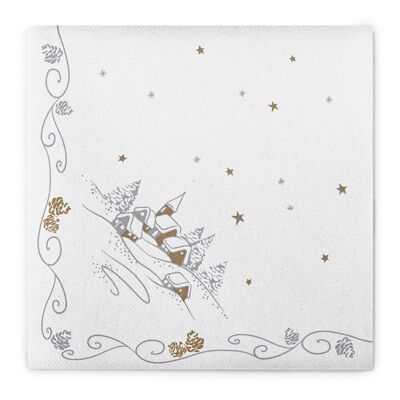 Panorama de serviette de Noël en blanc de Linclass® Airlaid 40 x 40 cm, 50 pièces
