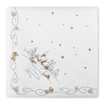Panorama de serviette de Noël en blanc de Linclass® Airlaid 40 x 40 cm, 50 pièces 1