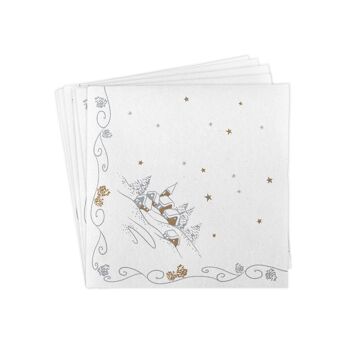 Panorama de serviette de Noël en blanc de Linclass® Airlaid 40 x 40 cm, 50 pièces 3
