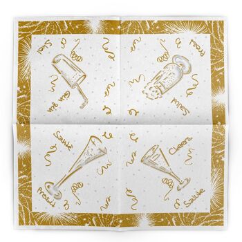 Serviette Saint-Sylvestre en blanc et or en Linclass® Airlaid 40 x 40 cm, 50 pièces 4