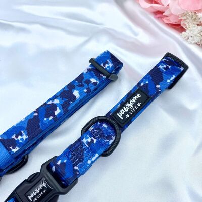 Collier pour chien camouflage bleu