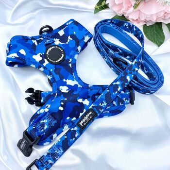 Harnais pour chien camouflage bleu réglable petit moyen grand 9