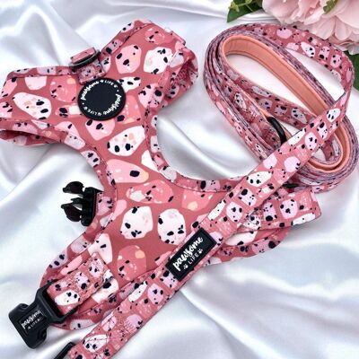 Pink Terrazzo Dog Harness Adjustable Small Medium Large