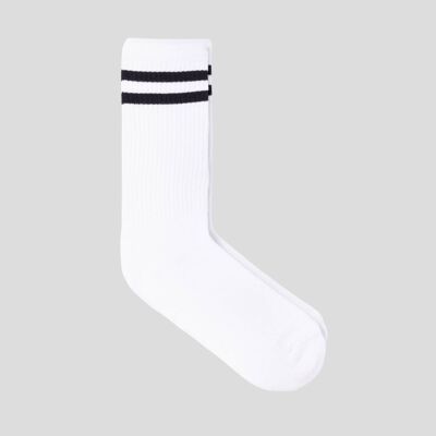 Chaussettes athlétiques - Double rayures blanc/noir