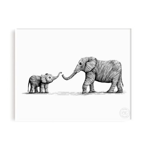 Mother and Baby Elephant Print - 8x10" Print
