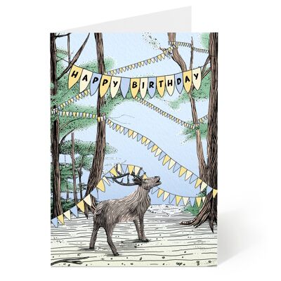 Carte Cerf d'anniversaire - Spring Woodland