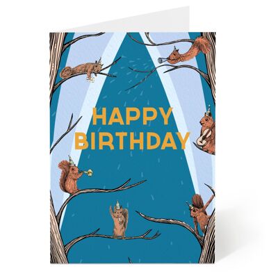 Carte d'anniversaire écureuil musical