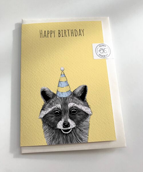 Baby Raccoon Birthday Card