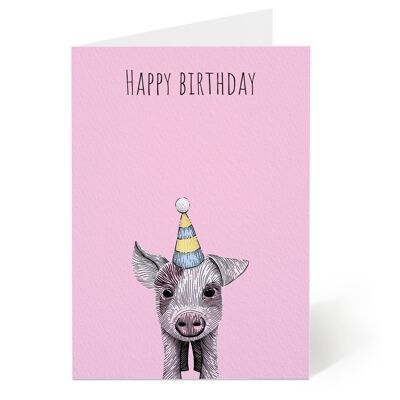 Carte d'anniversaire cochon