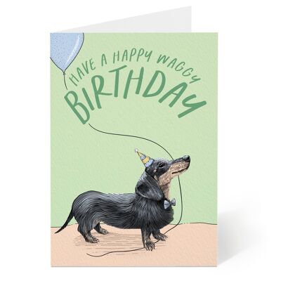 Tarjeta de cumpleaños del perro salchicha