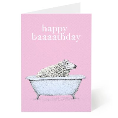 Carte d'anniversaire mouton - Happy Baaathday