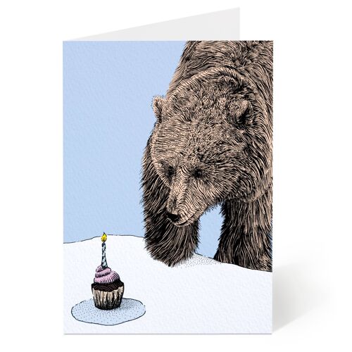 Bear vs Cupcake Birthday Card