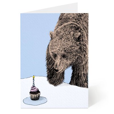 Bear vs Cupcake Birthday Card