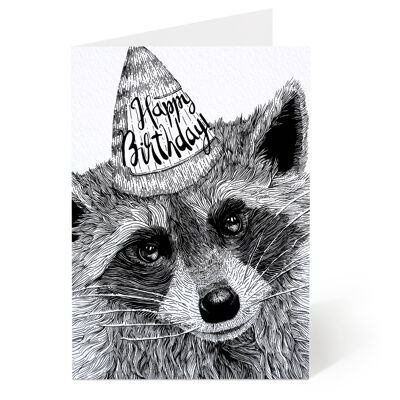 Tarjeta de cumpleaños mapache