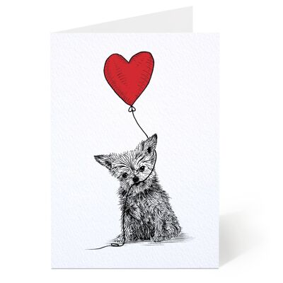 Perro con tarjeta de amor de corazón