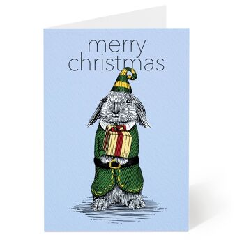 Carte de Noël lapin elfe