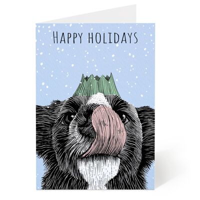 Carte de Noël de chien de chien enneigé