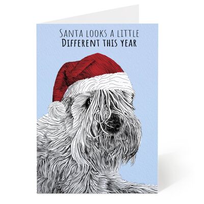 Tarjeta de Navidad del perro de las patas de Papá Noel
