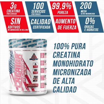 AS American Supplement - Monohydrate de créatine - 300 g - Flacon de 100 jours - Goût neutre - Aide à combattre la fatigue - Favorise les performances physiques ... 4
