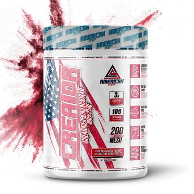 AS American Supplement - Monohydrate de créatine - 300 g - Flacon de 100 jours - Goût neutre - Aide à combattre la fatigue - Favorise les performances physiques ...