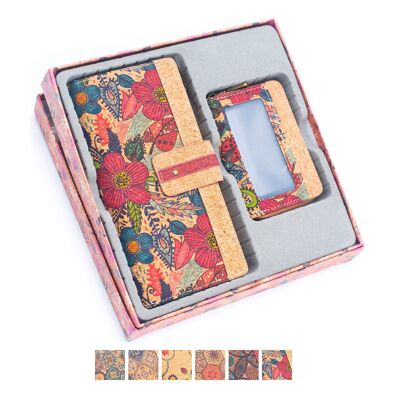 Geschenkbox-Set aus Kork mit Kartenetui und Geldbörse HY-012