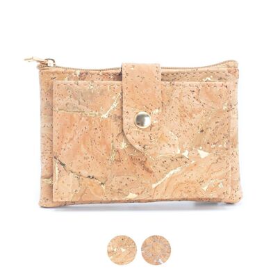 Schmales, kurzes Portemonnaie mit Druckknopfverschluss in Gold und Silber, BAG-2233