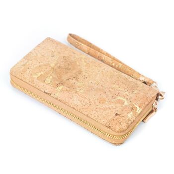 Liège doré avec accents femmes carte zipper portefeuille végétalien BAG-2049 1