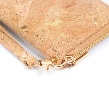 Liège doré avec accents femmes carte zipper portefeuille végétalien BAG-2049 8