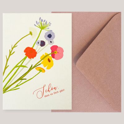 Birthday card »It's nice that you exist!« with kraft paper envelope