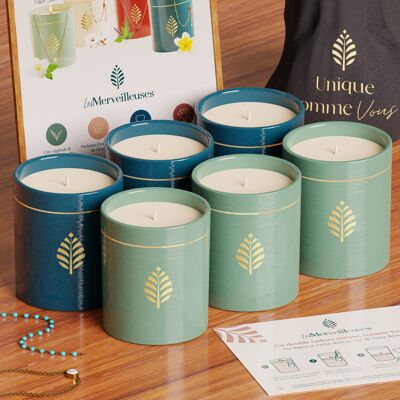 Bijou Candle €15.80 excluding VAT - Set of 6 Blue and Green - made in France with Swarovski crystals