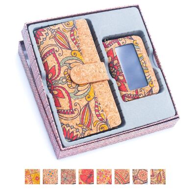 Ensemble de portefeuille pour femme en coffret cadeau en liège naturel (2 pièces) HY-036