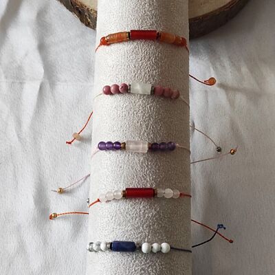 set of 5 natural stone adjustable bracelets