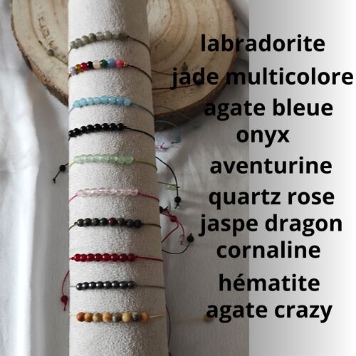 lot de 10 bracelets pierres naturelles 4mm