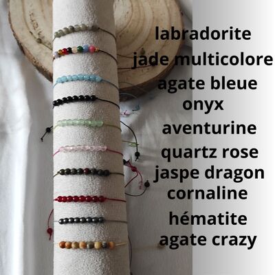 lot of 10 natural stone bracelets 4mm