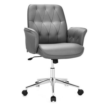 Chaise de loisirs de bureau à domicile moderne en cuir PU pivotant réglable avec accoudoirs gris 3