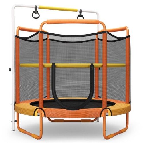 5 Fuß Kinder 3-in-1-Spiel-Trampolin mit Gehäuse Net Spring Pad-Orange
