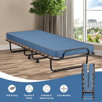 Lit pliant portable avec matelas en mousse à mémoire de forme et cadre en métal robuste en Italie Navy 2