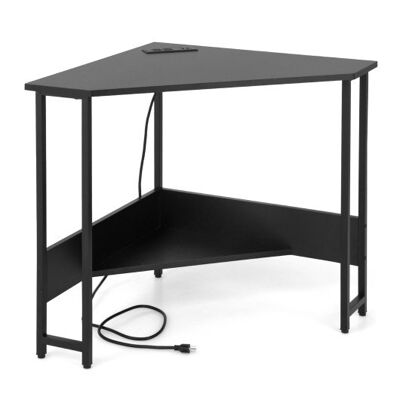 Triangle Computer Corner Desk mit Ladestationschwarz