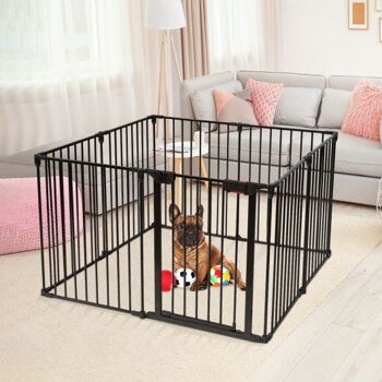 Panneau réglable Baby Safe Metal Gate Play Yard-Black 2