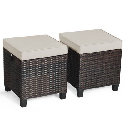 2 PCs Patio Rattan Ottoman gepolstertes Sitz Fuß Ruhestand