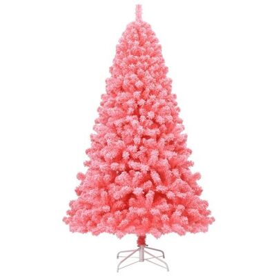 Pink Weihnachtsbaum mit Schnee-PVC-PVC-Tipps und Metallstand-7,5 ft