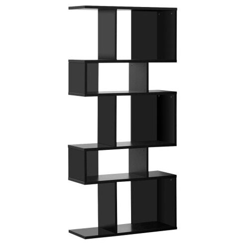 5 Cubes Ladder Shelf Corner Bookshelf Display Rack Bookduel-Black-Black