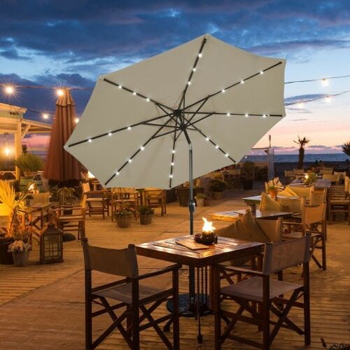 10 'Solar LED beleuchtete Terrassenmarkt-Regenschirm-Schattenkippanpassungsanpassung Kurbelschreiber
