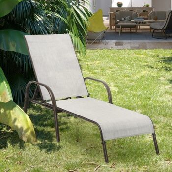 Chaise longue pliante de chaise de patio réglable avec dossier gris 1