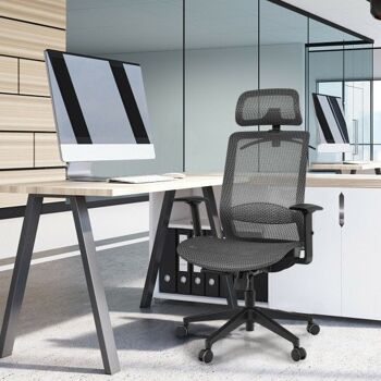 Chaise de bureau ergonomique en maille à hauteur réglable avec Hange-Gray 1