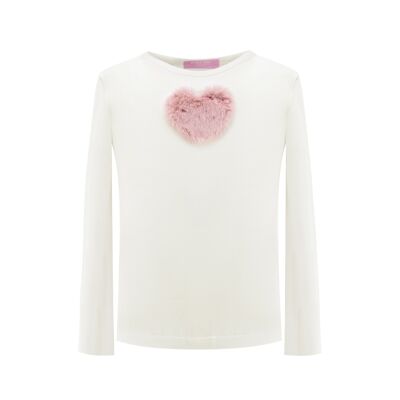 White longsleeve with pink heart