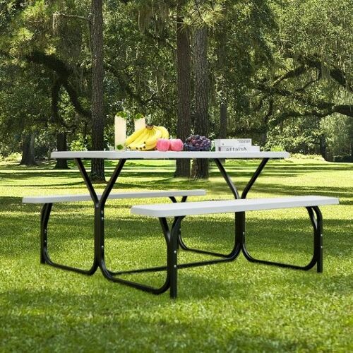 Picknicktischbank Set für Camping im Freien -White